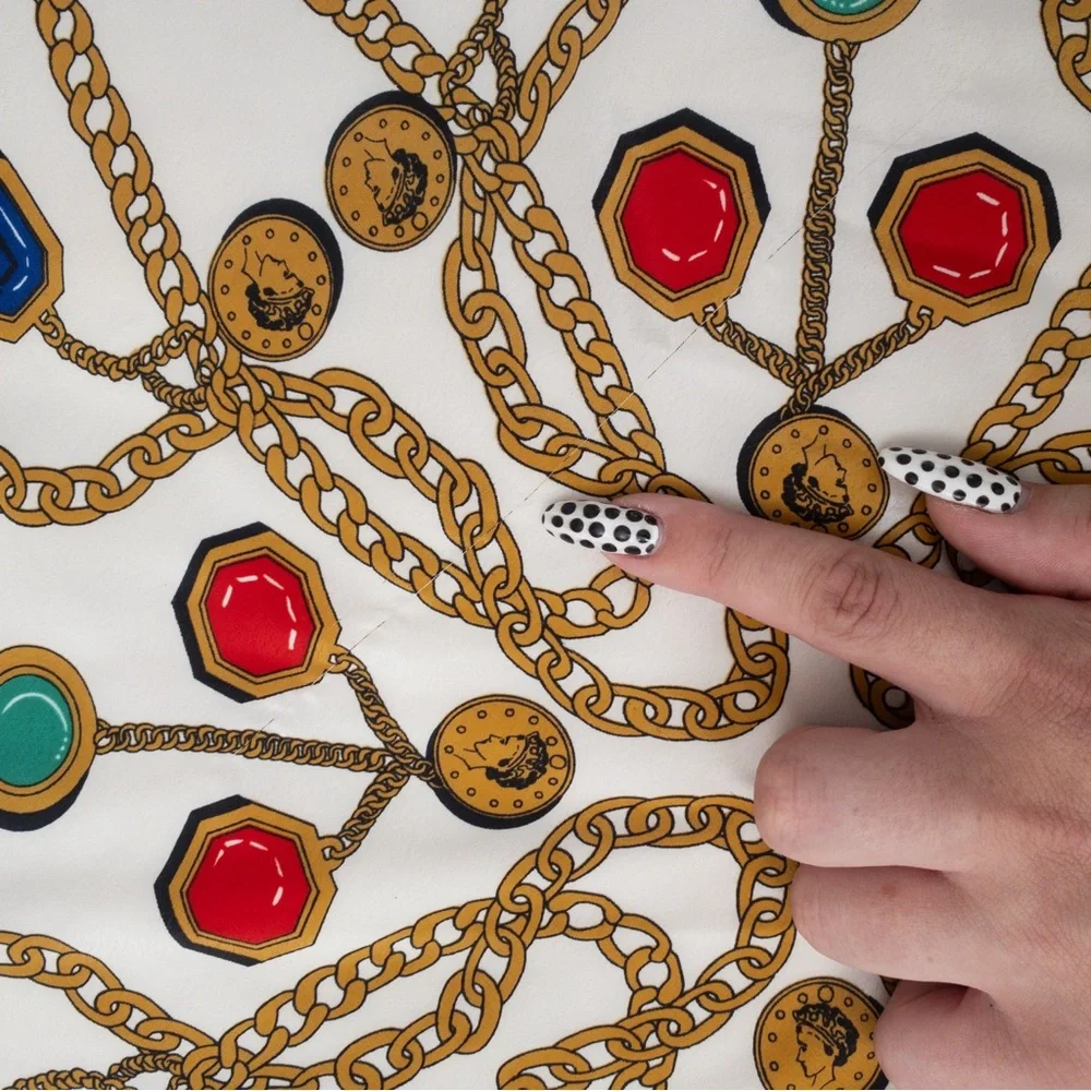 Vintage Chain Pattern Scarf - Black, Gold, Red, Green, Blue